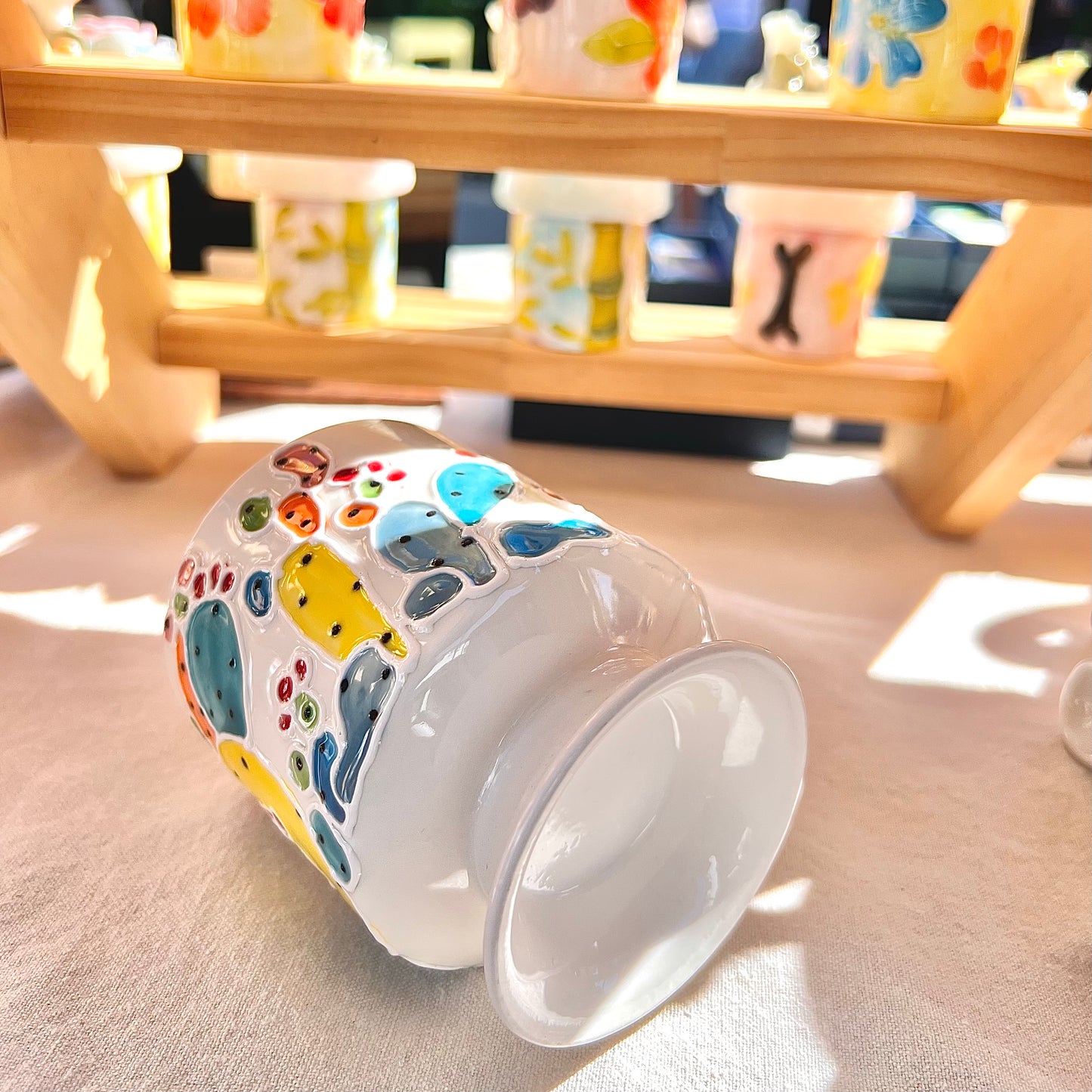 Handmade Cactus Mug with Cat Spoon