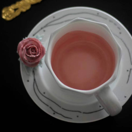 Handmade Flower Teacup and Saucer - Grey