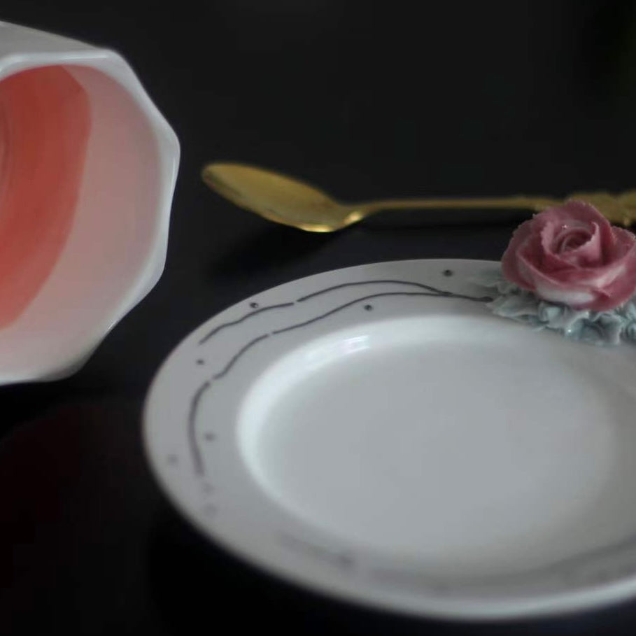 Handmade Flower Teacup and Saucer - Grey