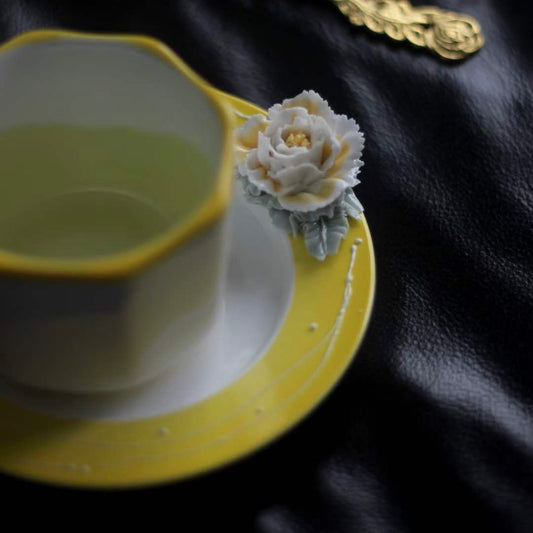 Handmade Flower Teacup and Saucer - Yellow