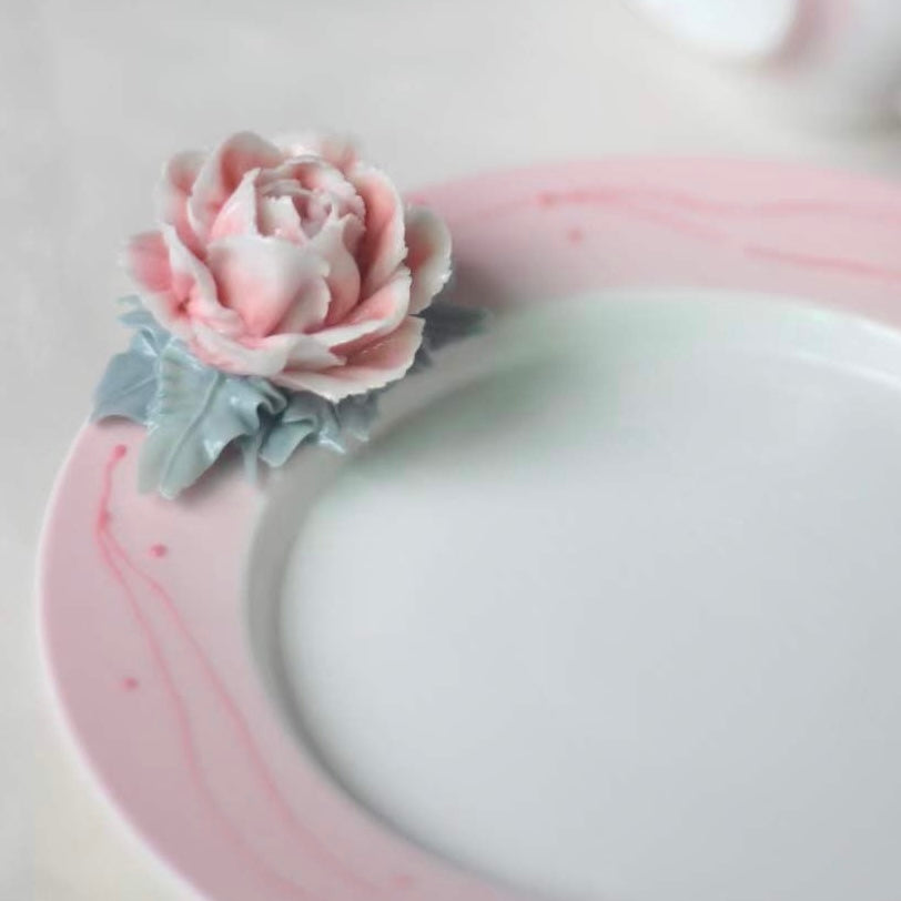 Handmade Flower Teacup and Saucer - Pink