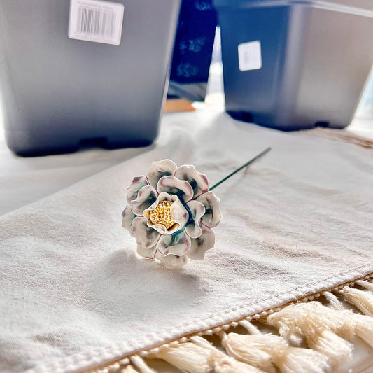 Handmade Ceramic Peony: Elegant Flower Arrangement, Lasting Decor