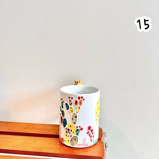 Handmade Cactus Mug with Cat Spoon