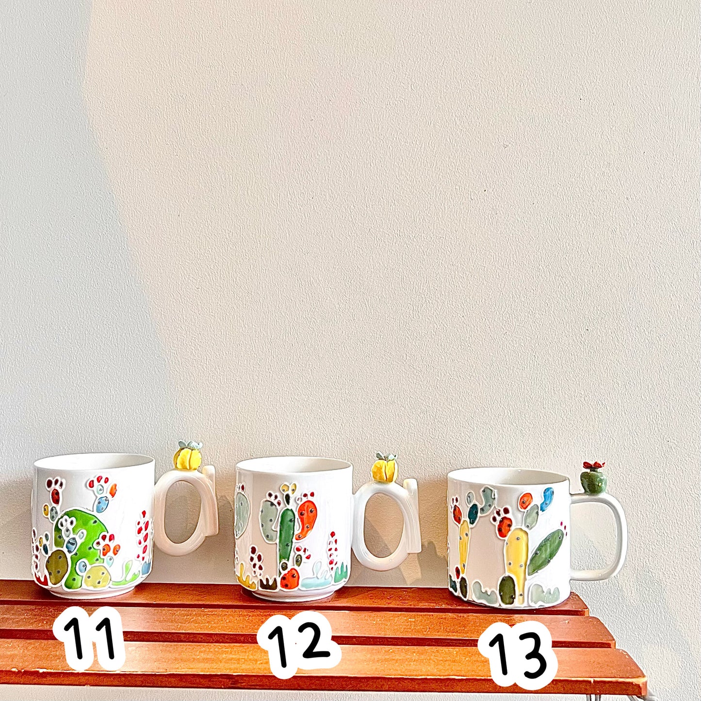 Handmade Cactus Mug with Cat Spoon