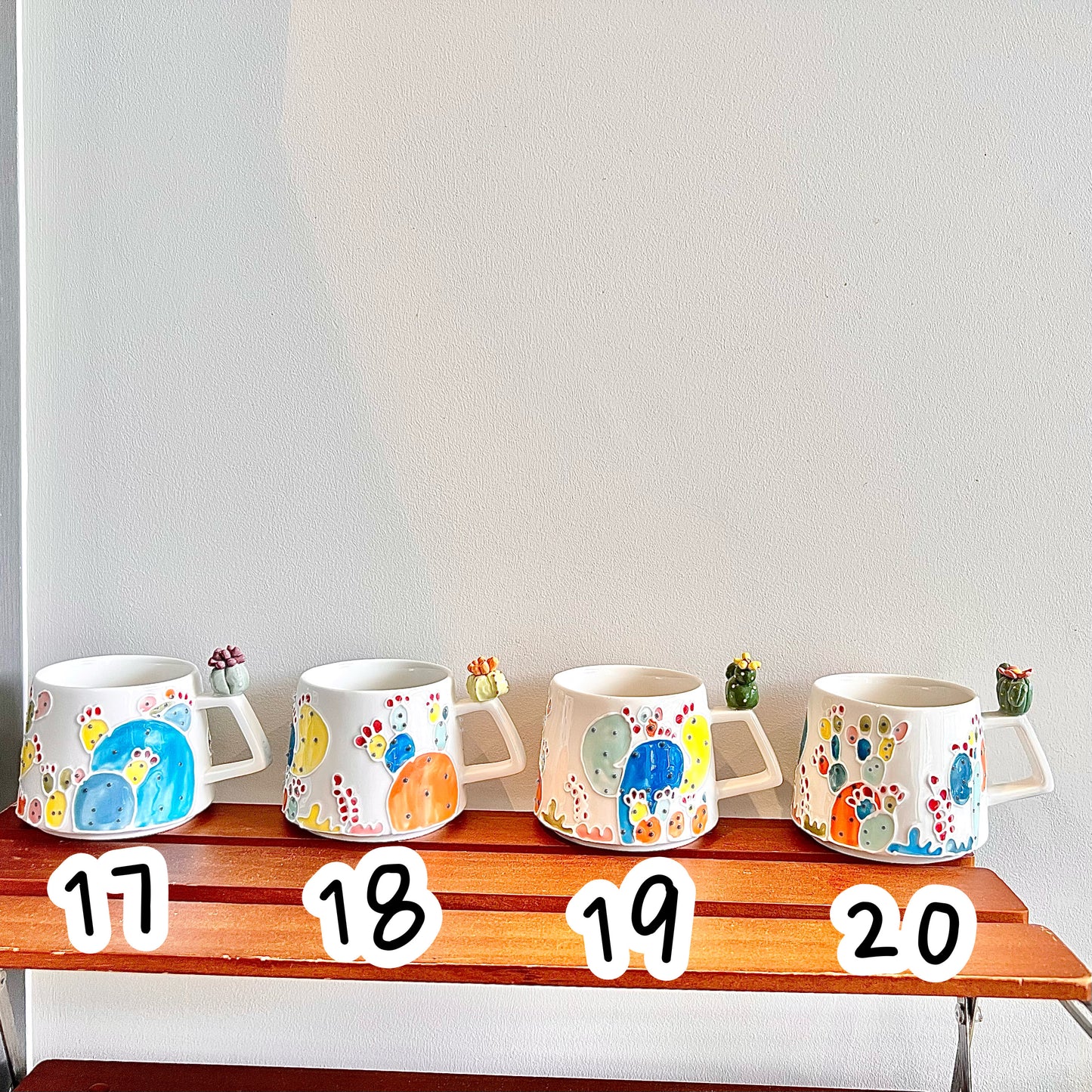 Handmade Cactus Mug with Cat Spoon