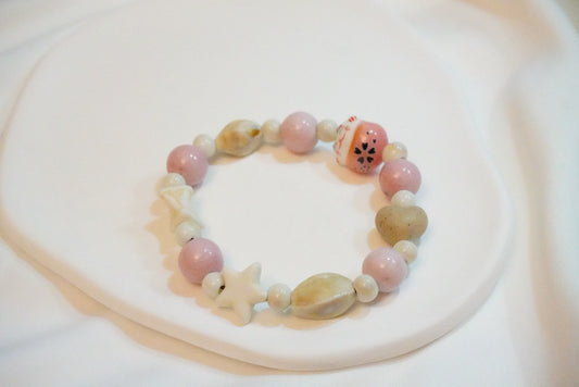 Pink Lucky Cat Ceramic Bracelet