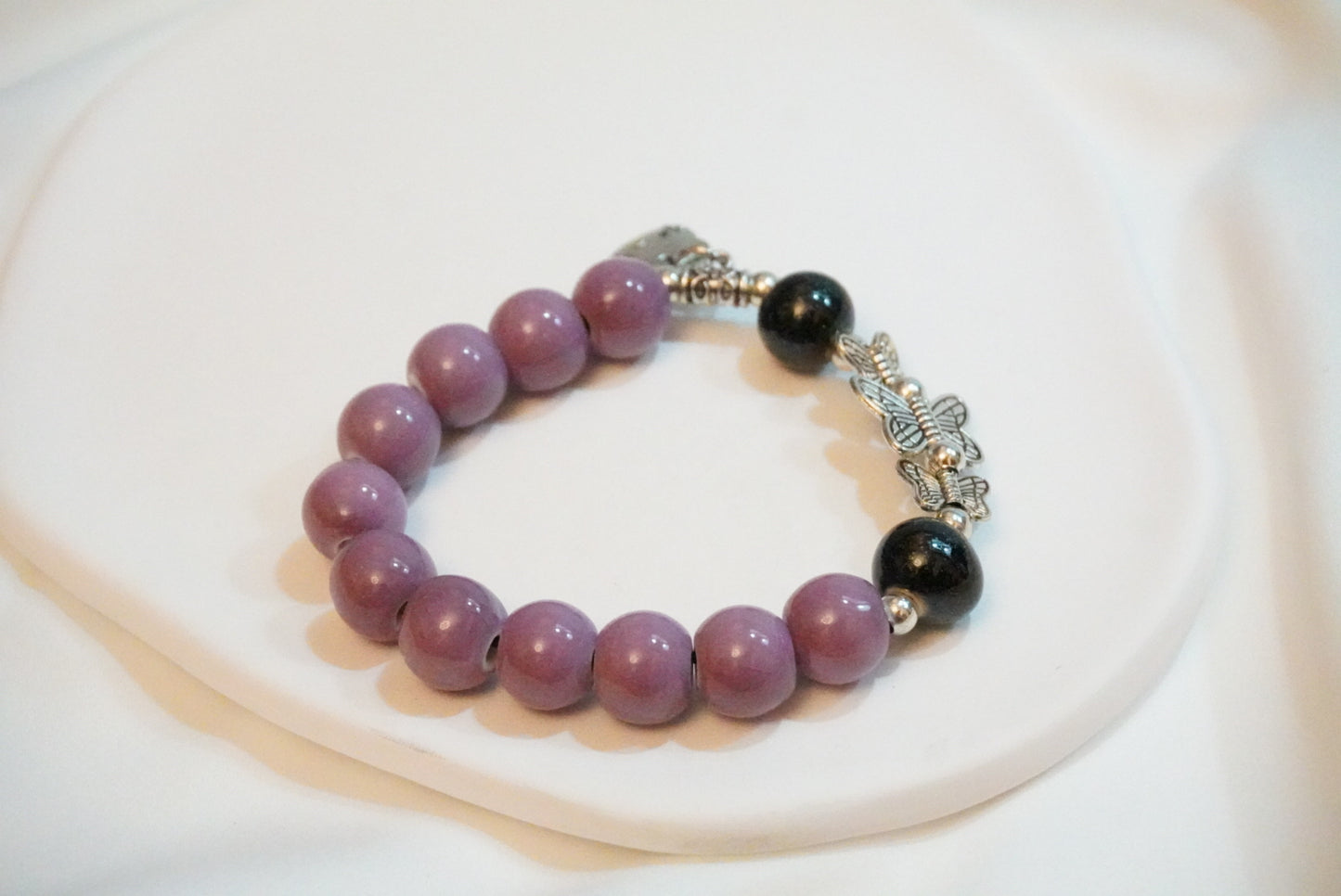 Purple Butterflies Ceramic Bracelet