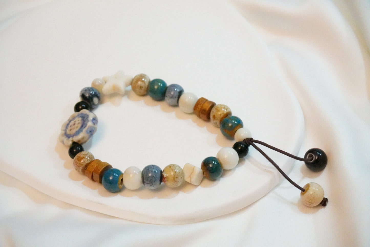 Blue Sunflower Ceramic Bracelet