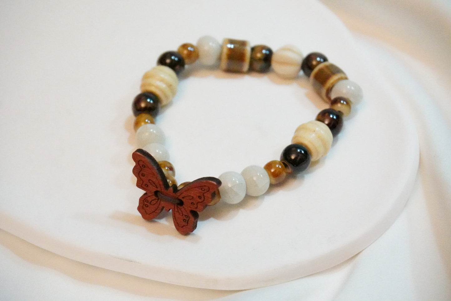 Wooden Butterfly with Ceramic Bracelet