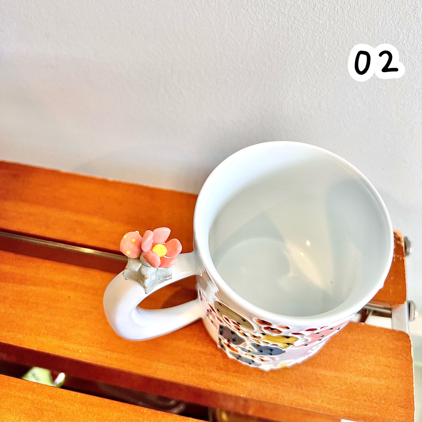 Handmade Cactus Mug with Cat Spoon