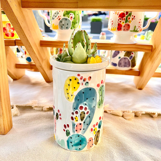 Handmade Cactus Mug with Lid