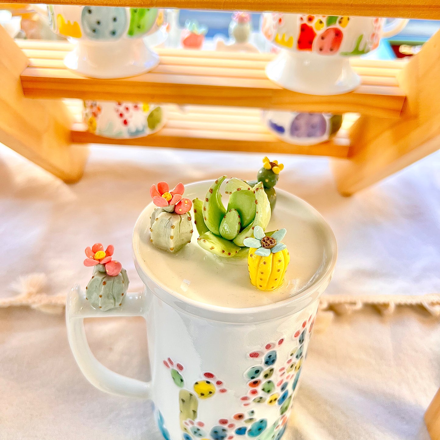 Handmade Cactus Mug with Lid