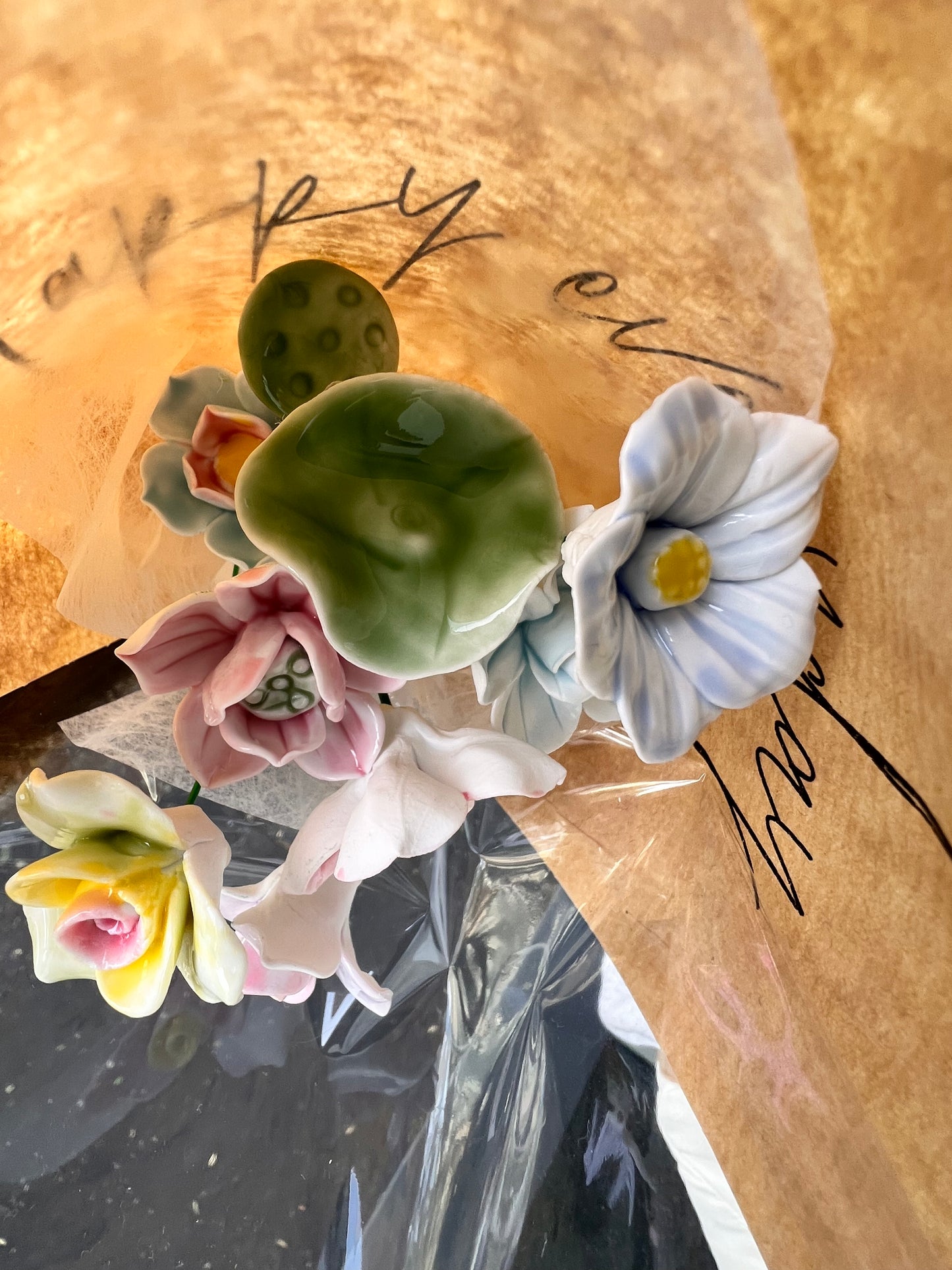 Handmade Ceramic Flowers Bouquets - 9 flowers