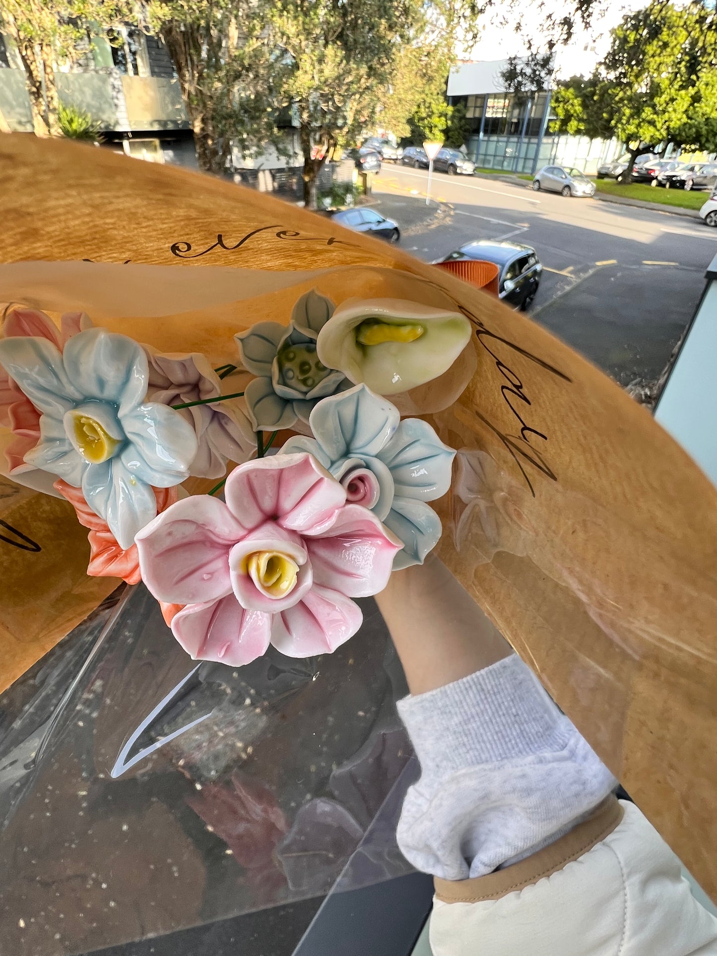 Handmade Ceramic Flowers Bouquets - 9 flowers