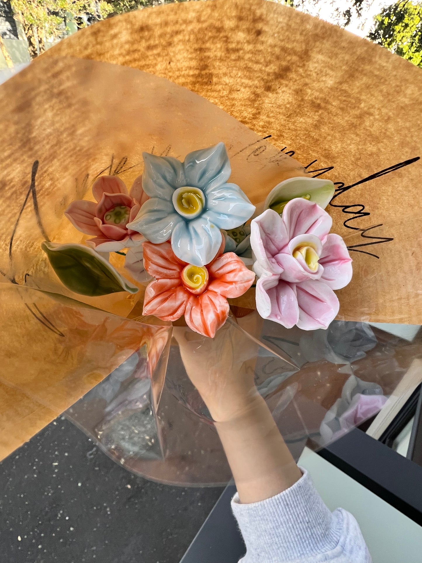 Handmade Ceramic Flowers Bouquets - 9 flowers