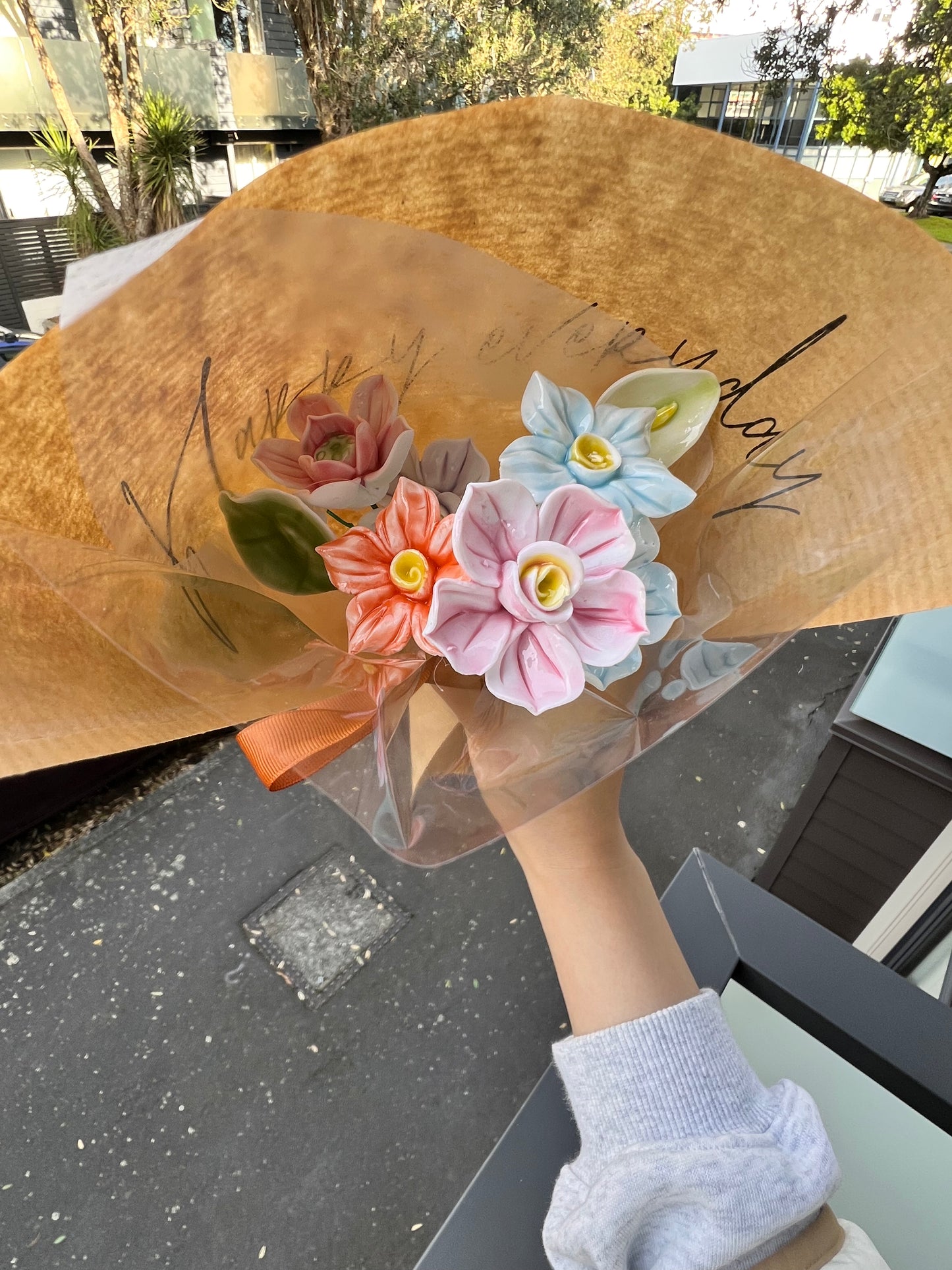 Handmade Ceramic Flowers Bouquets - 9 flowers