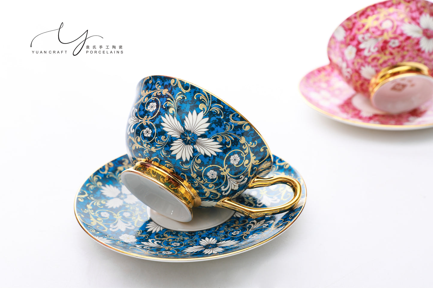 Love Letter Among Flowers Teacups & Saucers For Two