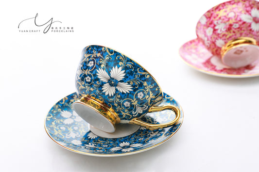 Love Letter Among Flowers Teacups & Saucers For Two
