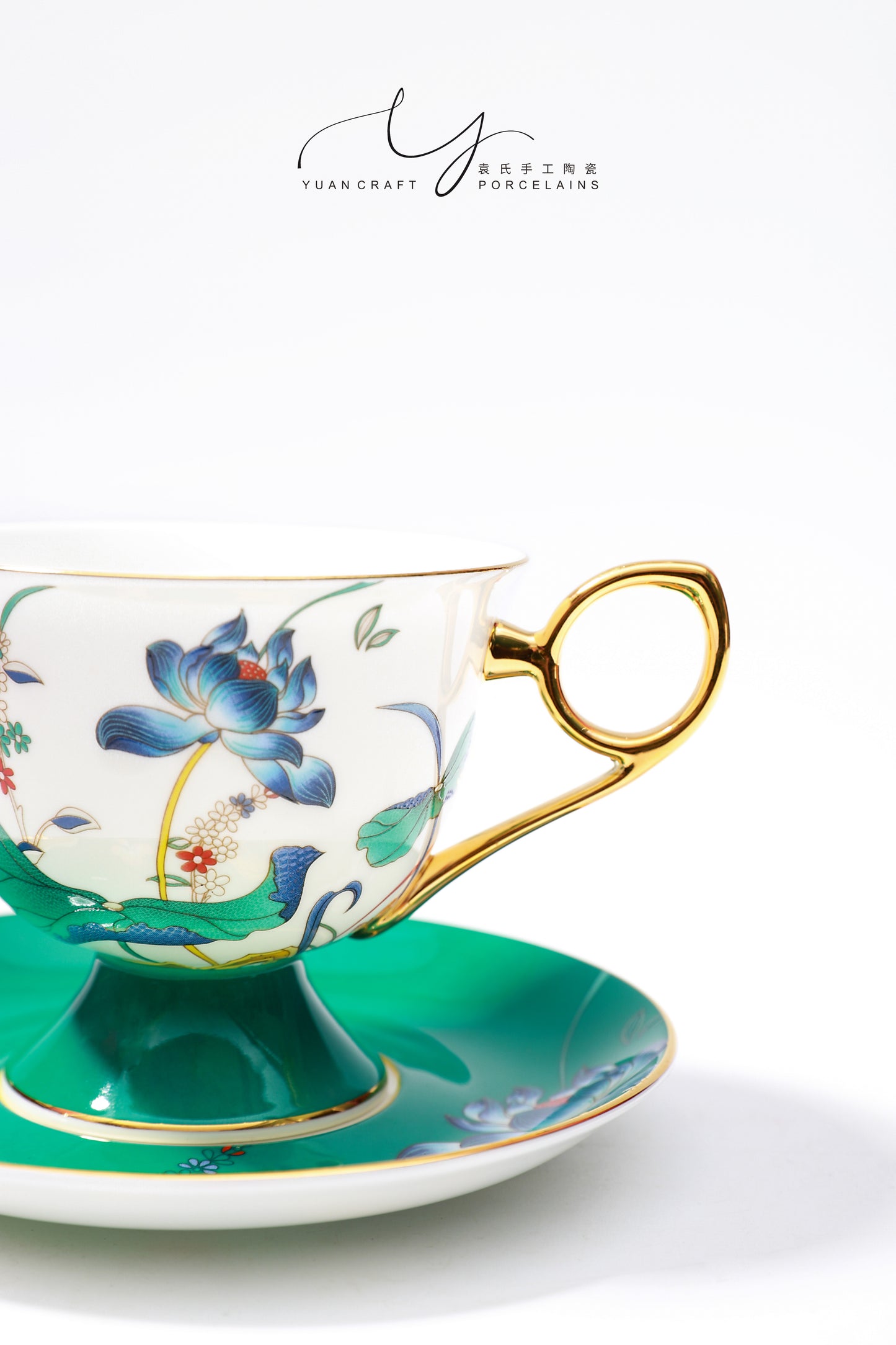 Blossoming Lotus Flower Teacup & Saucer