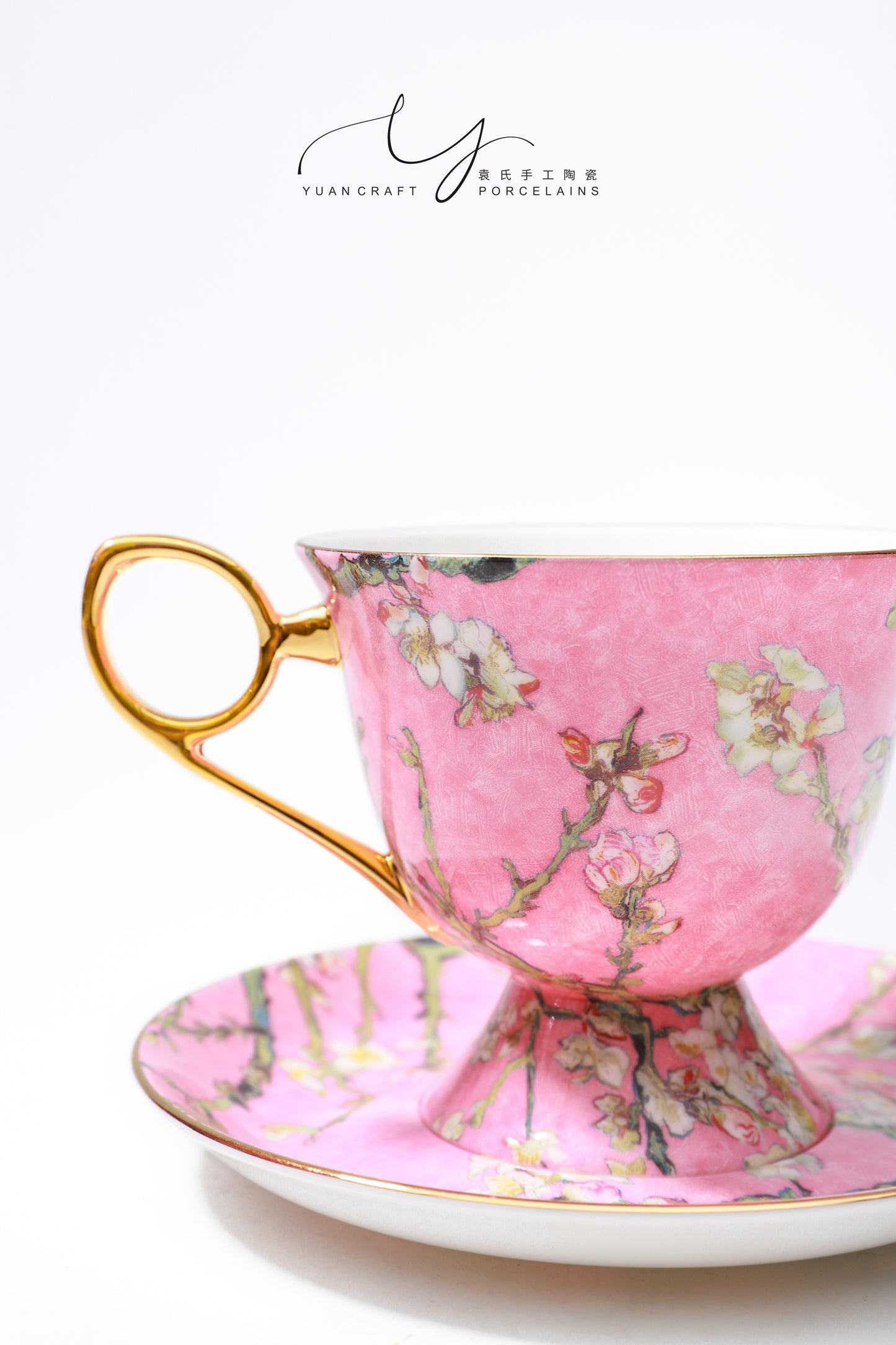 Classic Yellow Apricot Flowers Teacup & Saucer