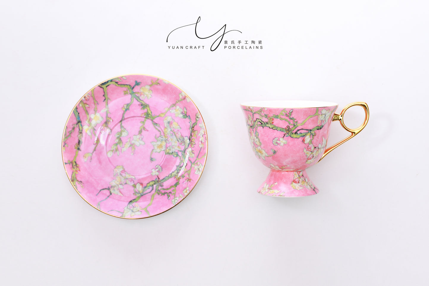 Classic Yellow Apricot Flowers Teacup & Saucer