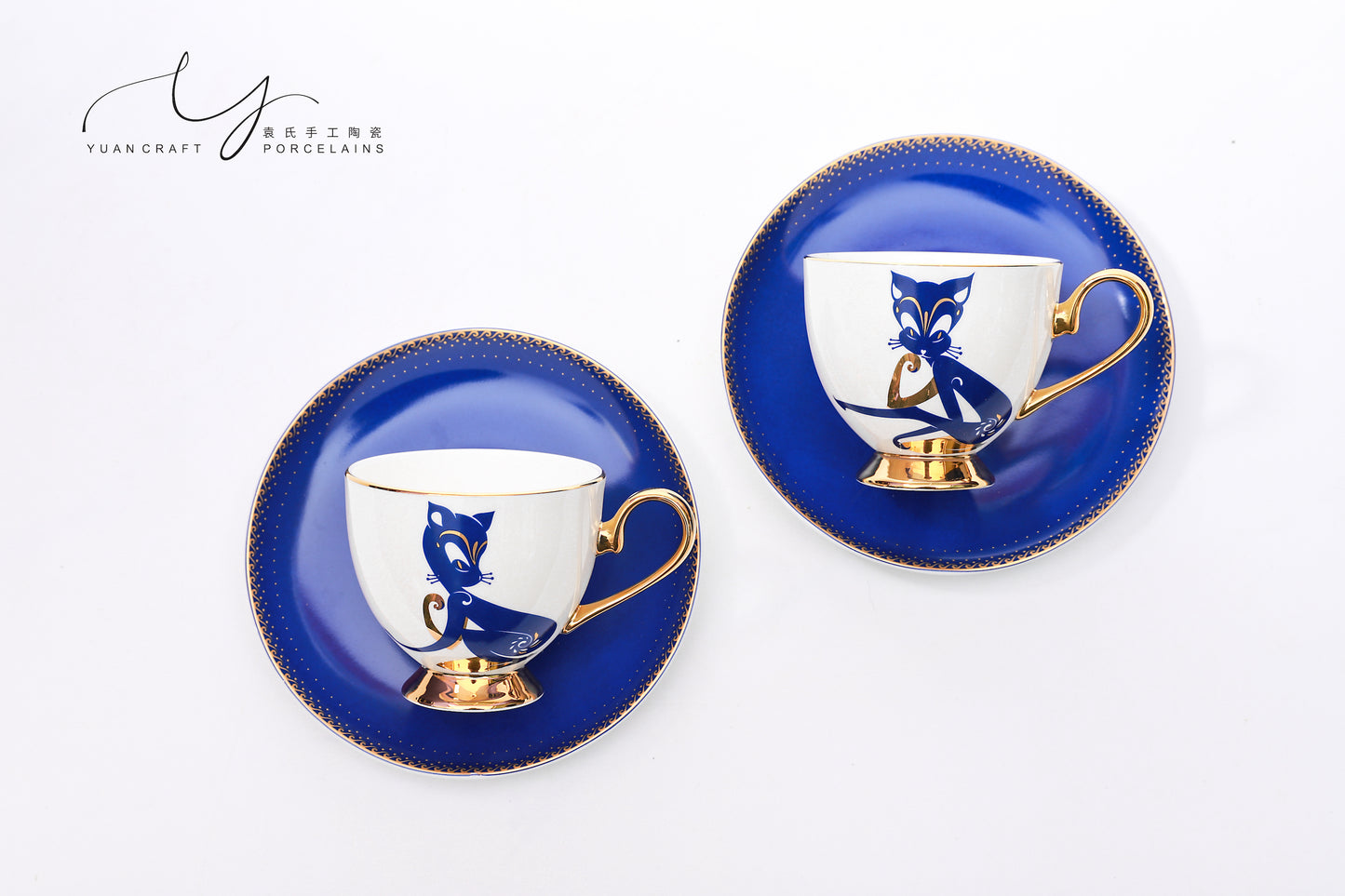 Lazy Cat Bone China Teacup and Saucer