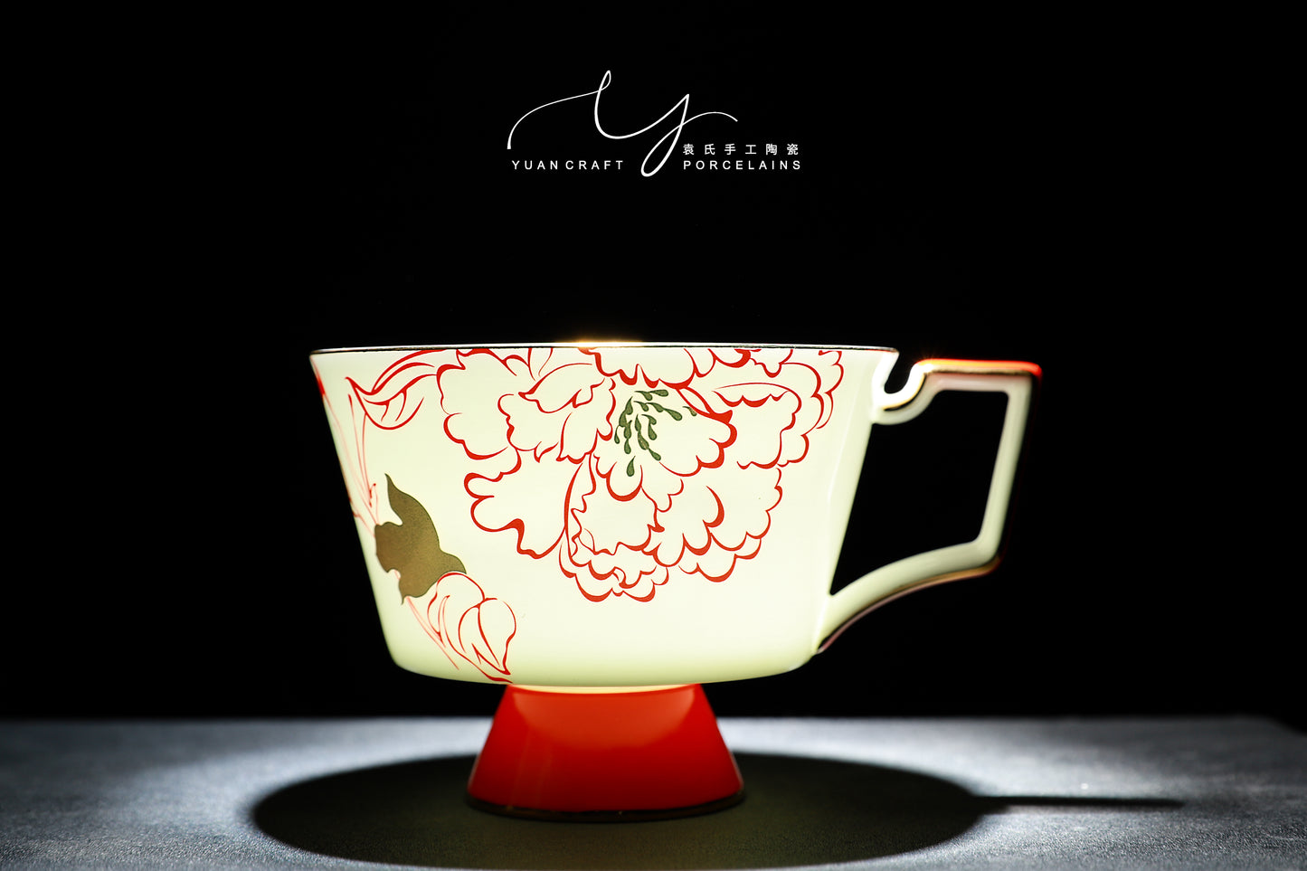 Peony and Plum Blossoms Teacups & Saucers Sets for Two