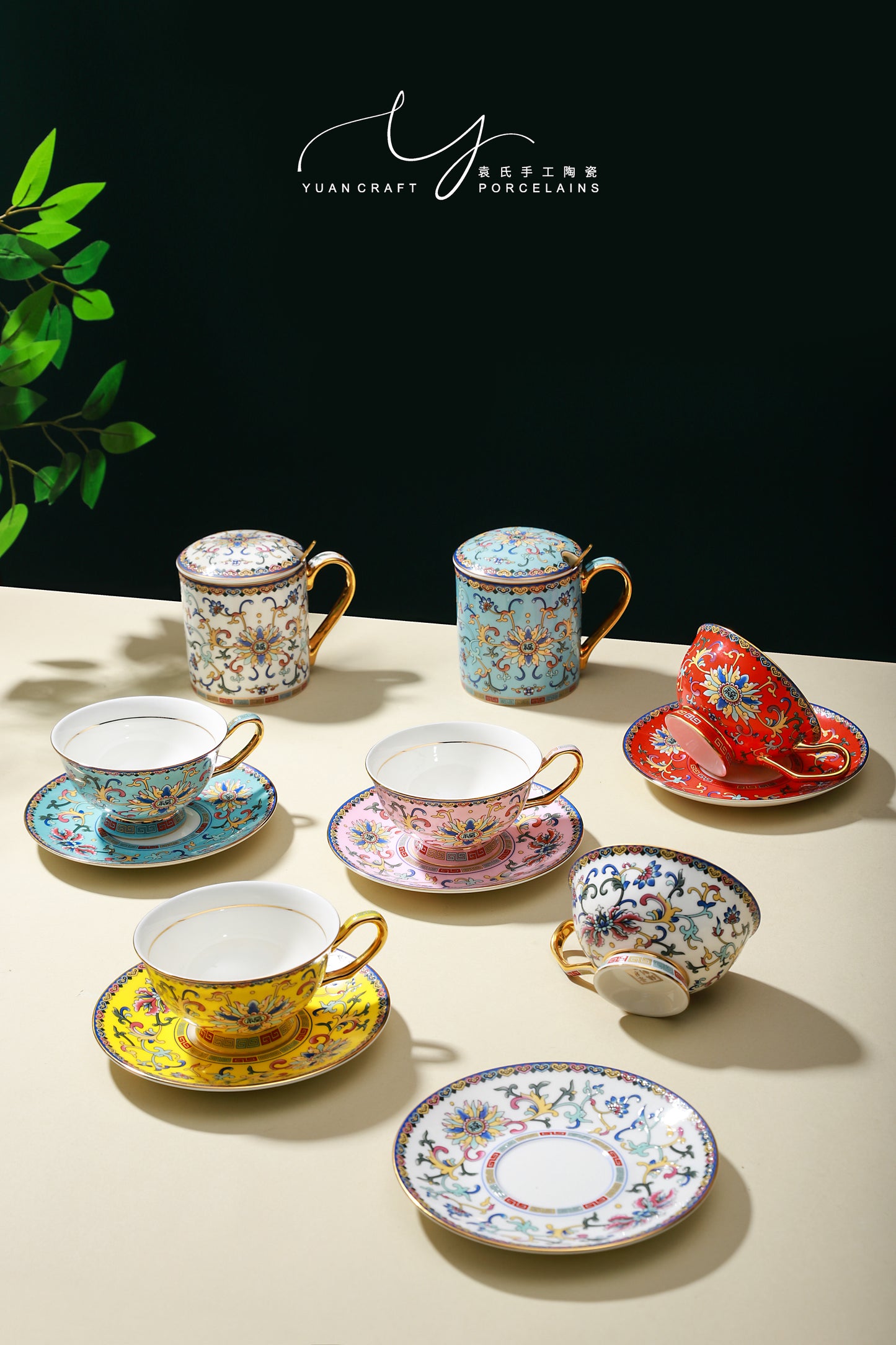 Traditional Chinese Ancient Imperial Yellow Famille-rose Teacup & Saucer