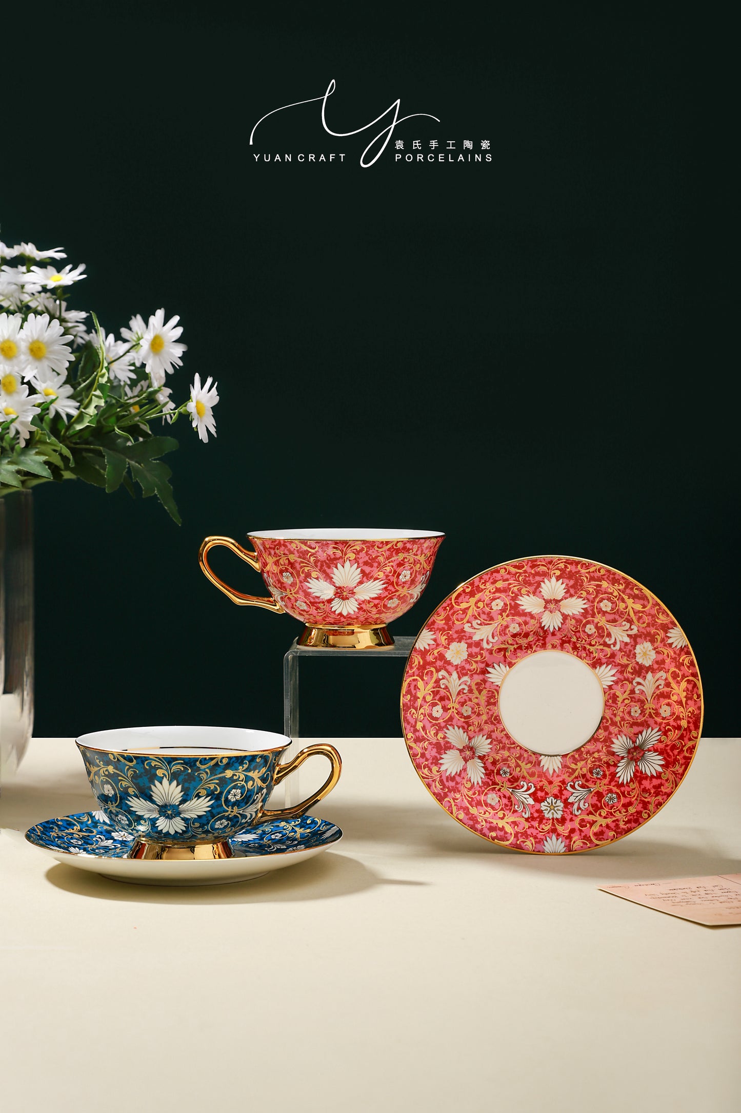 Love Letter Among Flowers Teacups & Saucers For Two