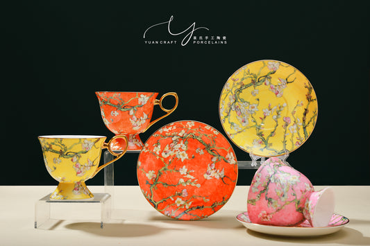 Classic Yellow Apricot Flowers Teacup & Saucer