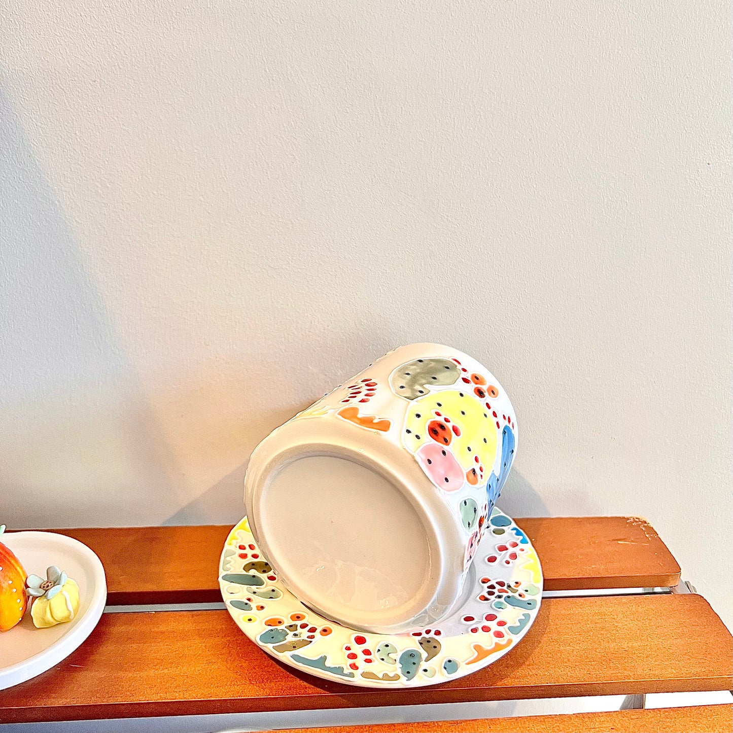 Handmade Cactus Mug Set with Cat Spoon
