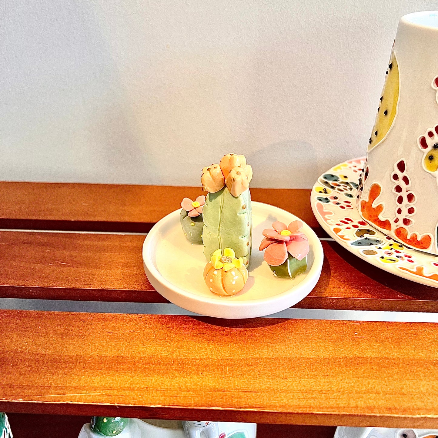 Handmade Cactus Mug Set with Cat Spoon