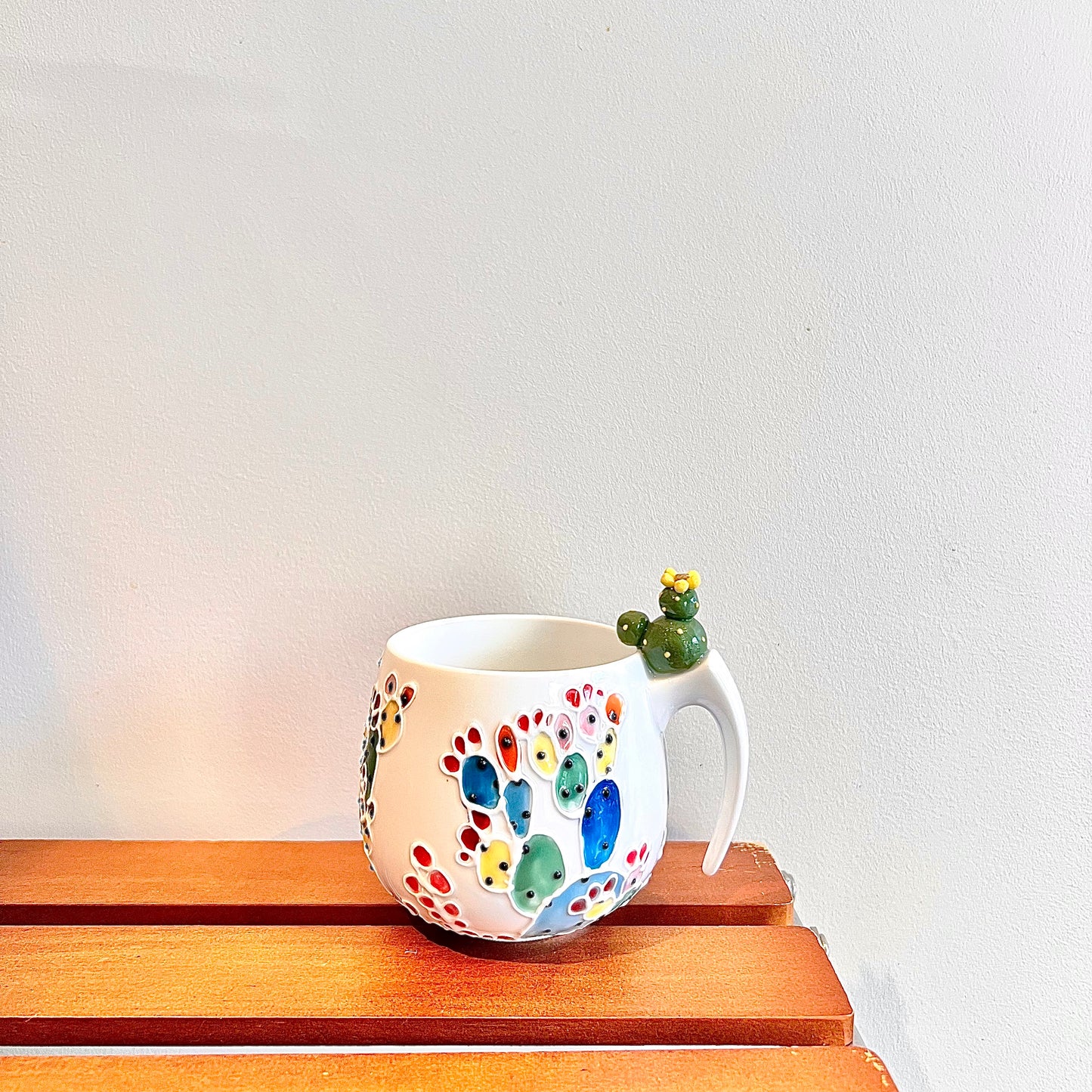 Handmade Cactus Mug with Cat Spoon
