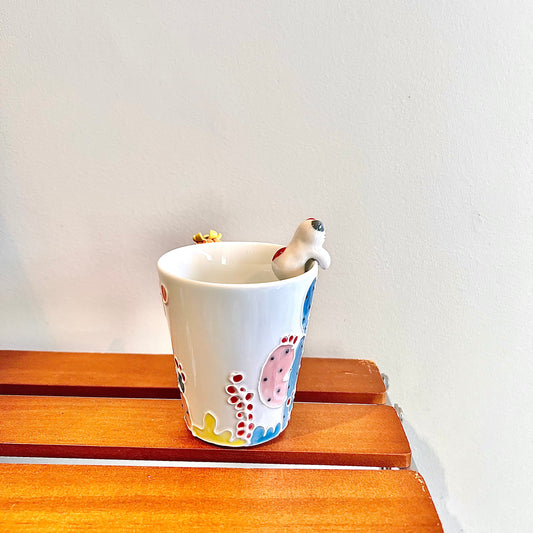 Handmade Cactus Mug with Cat Spoon