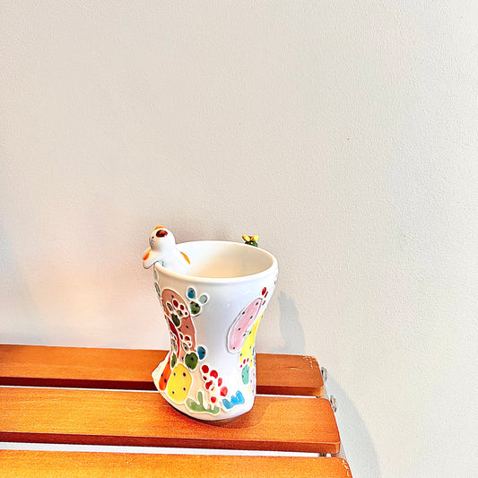 Handmade Cactus Mug with Cat Spoon