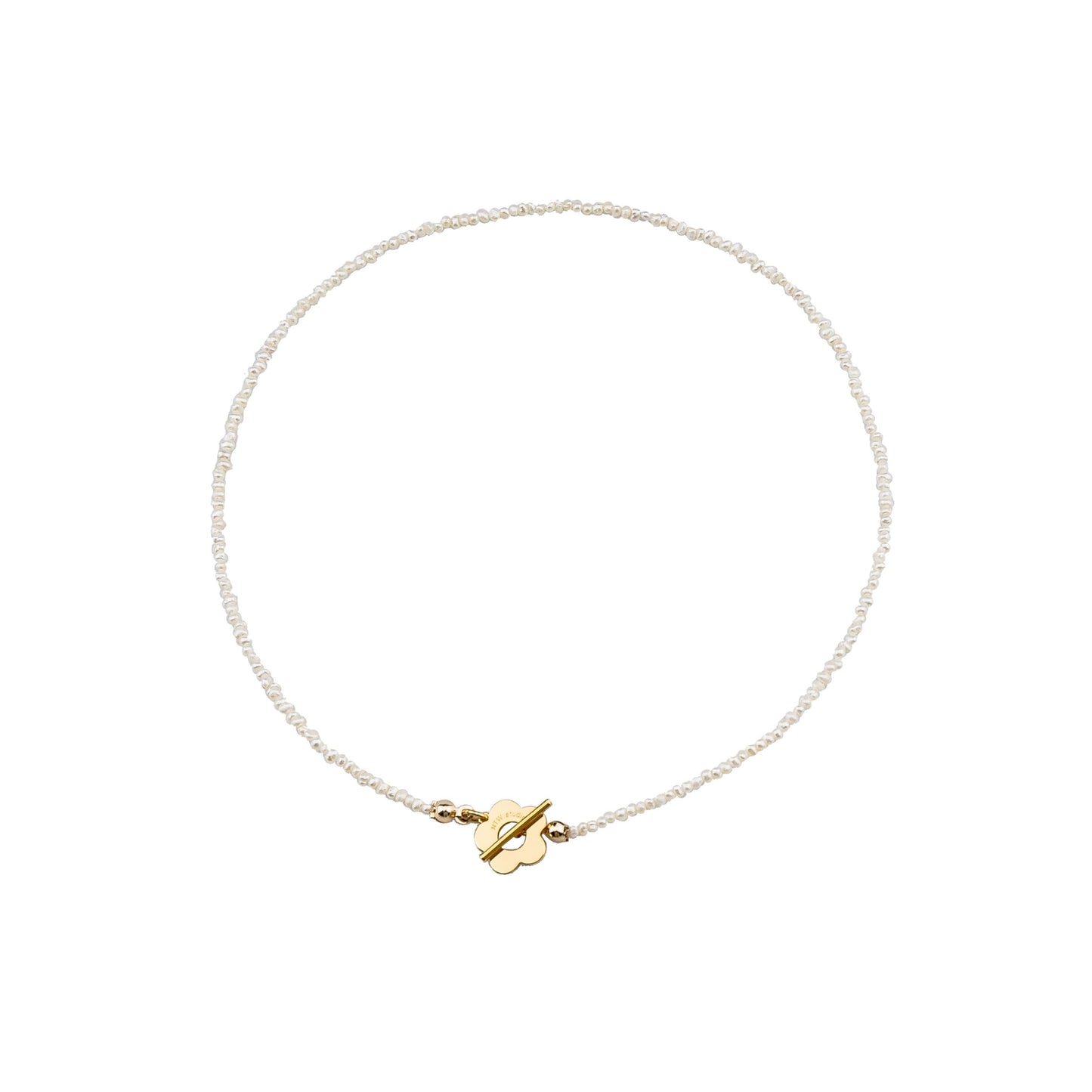 NTW - Natural Pearls With 18K Gold Chocker Necklace - Cloud Light