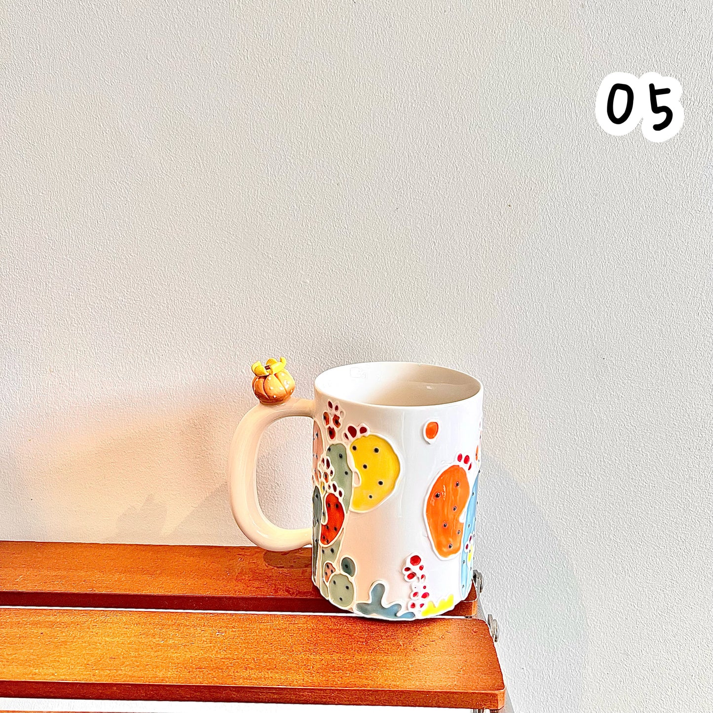 Handmade Cactus Mug with Cat Spoon