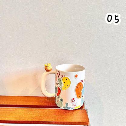 Handmade Cactus Mug with Cat Spoon