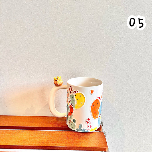 Handmade Cactus Mug with Cat Spoon