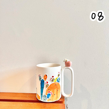 Handmade Cactus Mug with Cat Spoon
