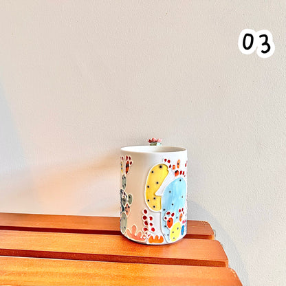 Handmade Cactus Mug with Cat Spoon