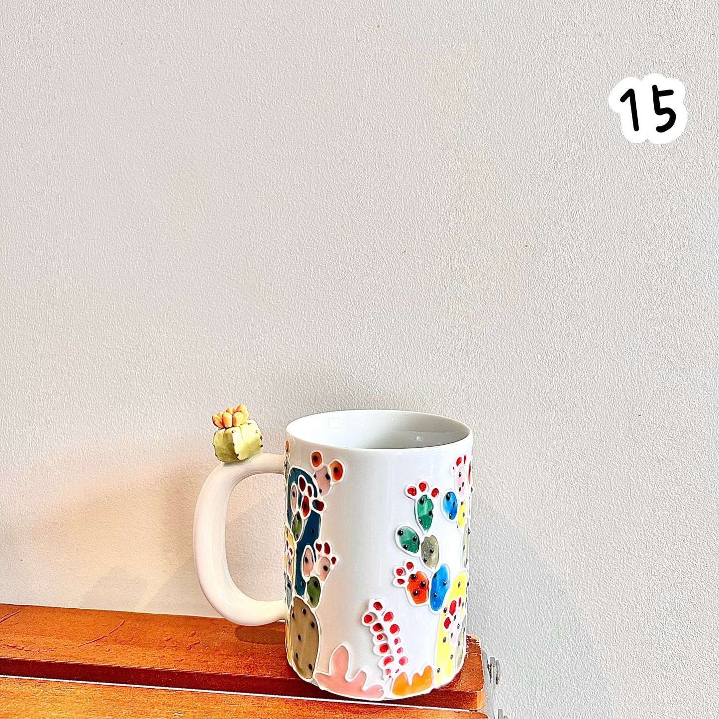 Handmade Cactus Mug with Cat Spoon