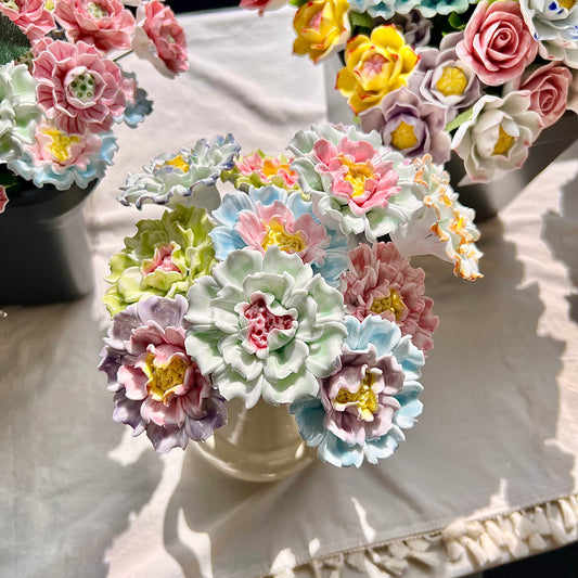 Handmade Ceramic Peony: Elegant Flower Arrangement, Lasting Decor