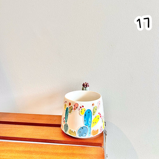 Handmade Cactus Mug with Cat Spoon