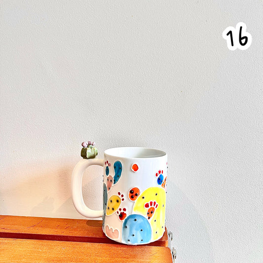 Handmade Cactus Mug with Cat Spoon