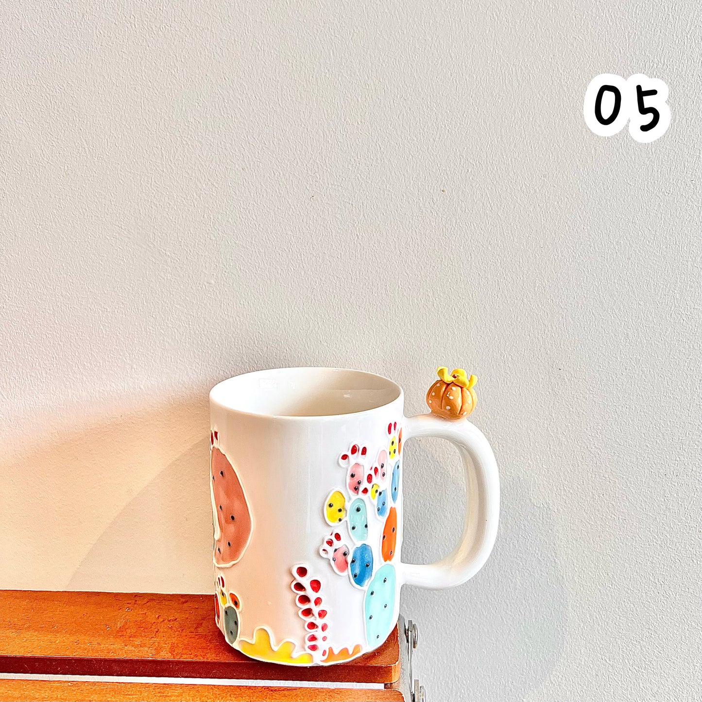 Handmade Cactus Mug with Cat Spoon