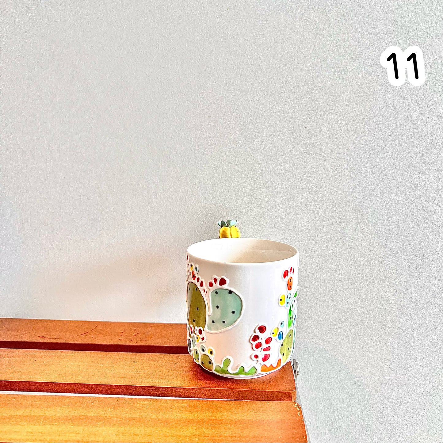 Handmade Cactus Mug with Cat Spoon