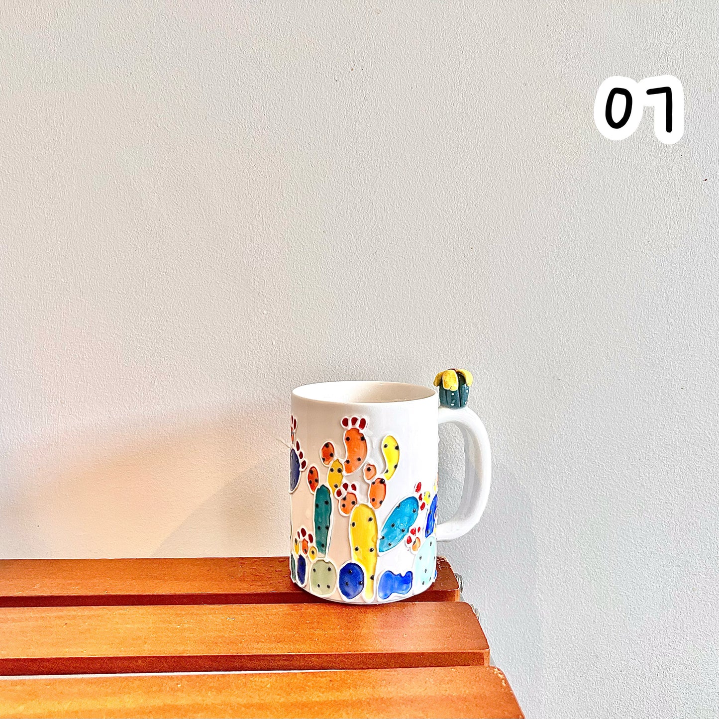 Handmade Cactus Mug with Cat Spoon