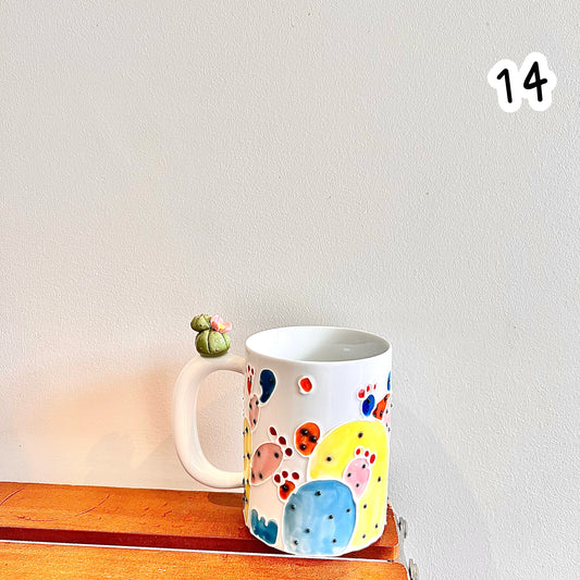 Handmade Cactus Mug with Cat Spoon