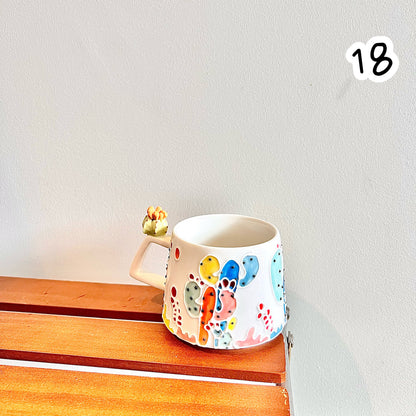Handmade Cactus Mug with Cat Spoon